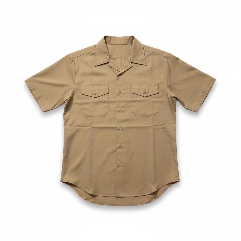 Creighton US Navy Official Uniform Shirt Khaki Tan Short Sleeve MIL-S-17618 16ML